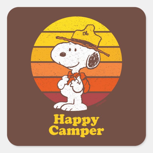Snoopy | Beagle Scout - Happy Camper Square Sticker (Front)