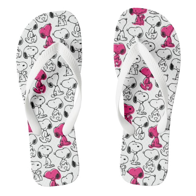 Snoopy Black & Magenta Pattern Jandals (Footbed)
