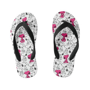 Snoopy Black & Magenta Pattern Kid's Jandals