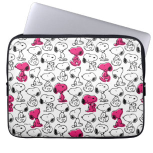 Snoopy Black & Magenta Pattern Laptop Sleeve