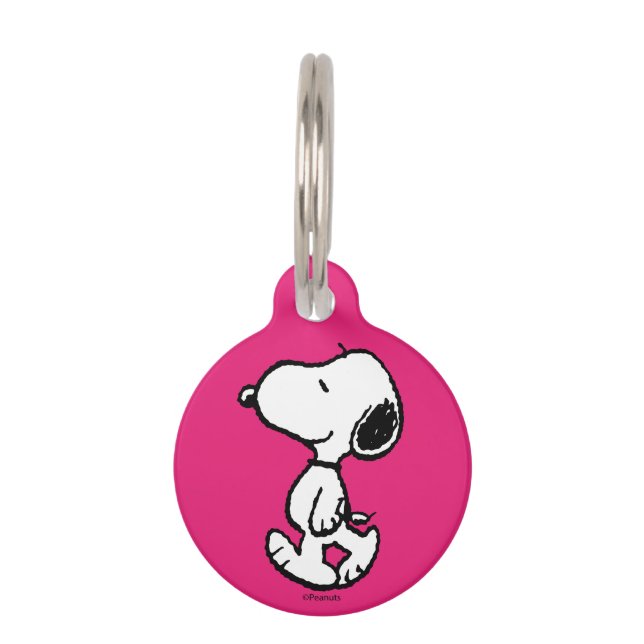 Snoopy Black & Magenta Pattern Pet Tag (Front)