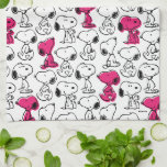 Snoopy Black & Magenta Pattern Tea Towel<br><div class="desc">Take a look at this super cute design featuring Snoopy in a black and magenta pattern.</div>