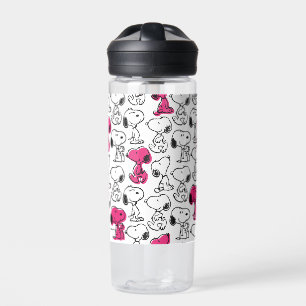 Snoopy Black & Magenta Pattern Water Bottle
