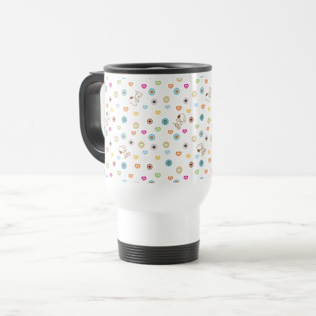 Snoopy Colourful Hearts Pattern Travel Mug (Front Left)