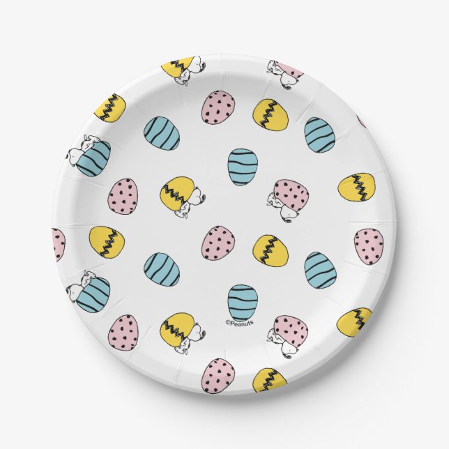 Snoopy Easter Egg Pattern Paper Plate (Front)