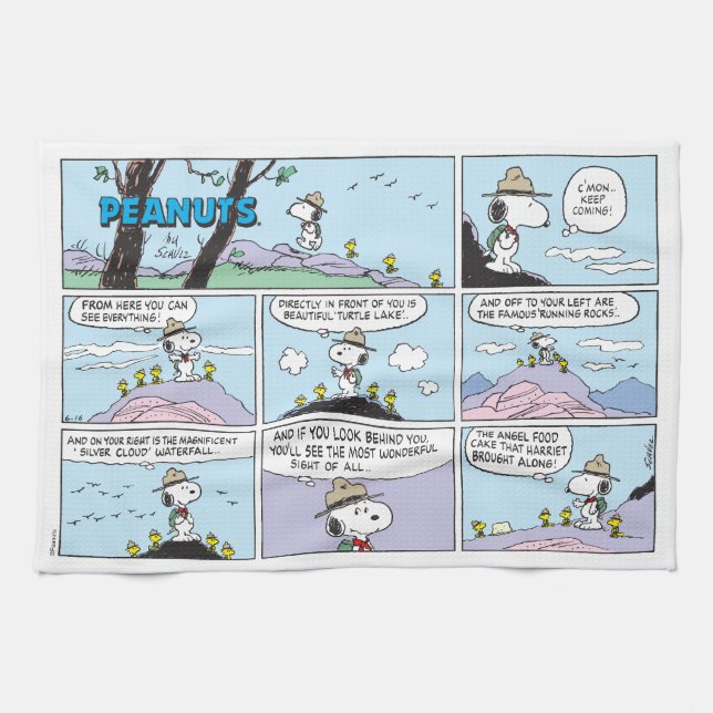 Snoopy & Friends | Go Hiking Tea Towel (Horizontal)