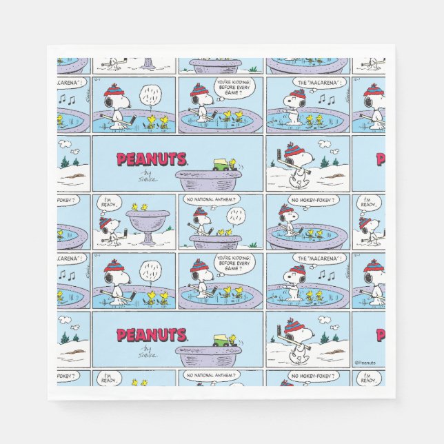 Snoopy & Friends Hockey Game Napkin (Front)