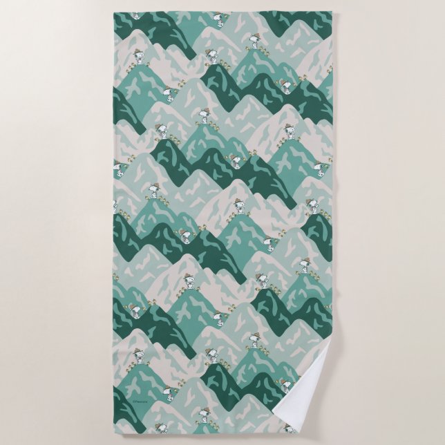 Snoopy Great Outdoors Pattern Beach Towel (Front)
