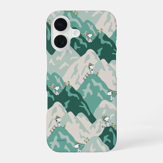 Snoopy Great Outdoors Pattern iPhone 16 Case (Back)