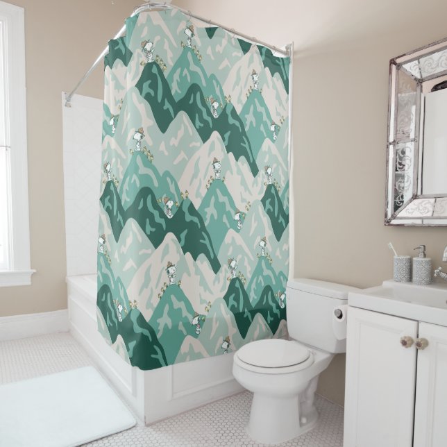 Snoopy Great Outdoors Pattern Shower Curtain (In Situ)