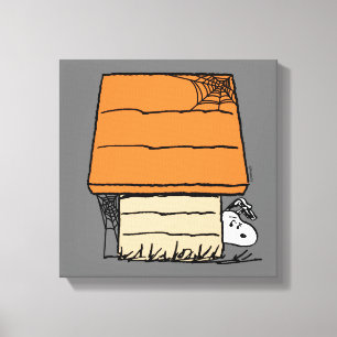 Snoopy Halloween Spider Web Doghouse Canvas Print