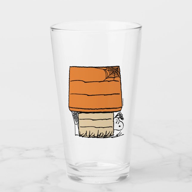 Snoopy Halloween Spider Web Doghouse Glass (Front)