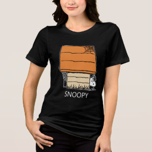 Snoopy Halloween Spider Web Doghouse Tri-Blend Shirt
