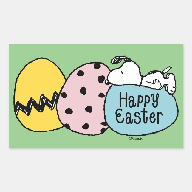 Snoopy - Happy Easter Rectangular Sticker (Front)