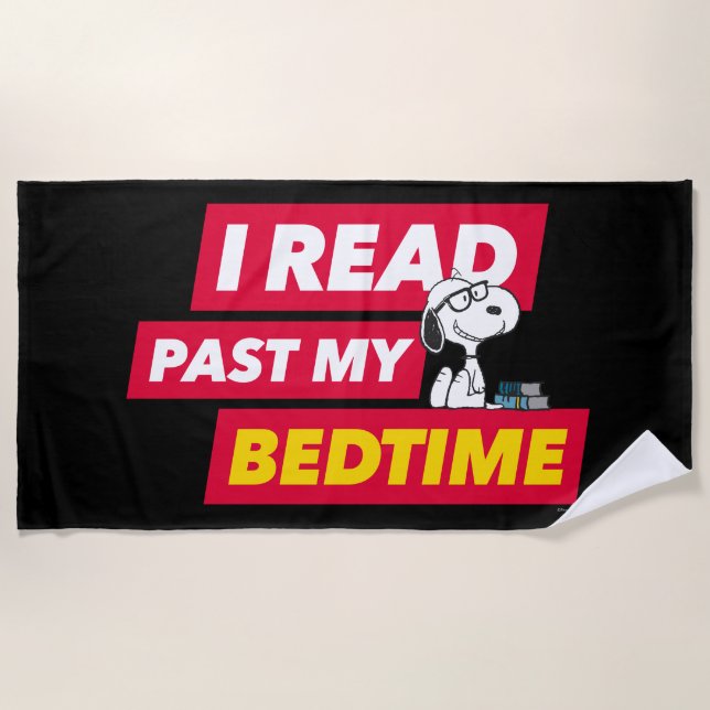 Snoopy "I Read Past My Bedtime" Beach Towel (Front)