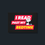 Snoopy "I Read Past My Bedtime" Canvas Print<br><div class="desc">Check out this bold statement graphic that reads: "I read past my bedtime",  featuring Snoopy wearing reading glasses with his pile of books.</div>