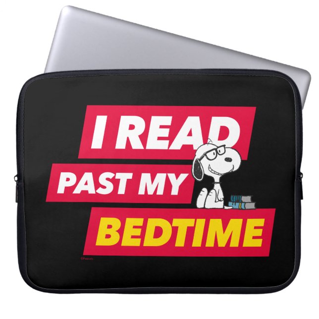 Snoopy "I Read Past My Bedtime" Laptop Sleeve (Front)