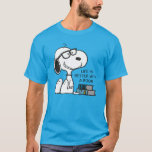 Snoopy "I Read Past My Bedtime" T-Shirt<br><div class="desc">Check out this bold statement graphic that reads: "I read past my bedtime",  featuring Snoopy wearing reading glasses with his pile of books.</div>