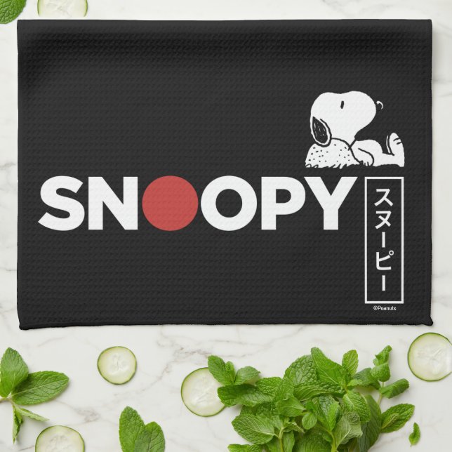 Snoopy Japanese Typography Graphic Tea Towel (Folded)
