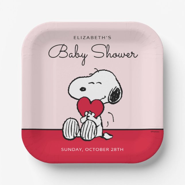 Snoopy | Little Sweetheart Baby Shower Paper Plate (Front)