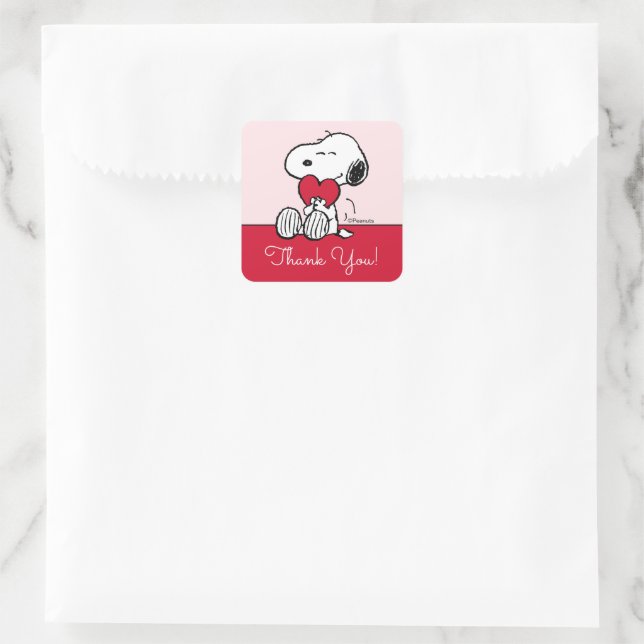 Snoopy | Little Sweetheart Baby Shower Square Sticker (Bag)