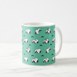 Snoopy Moustaches & Teal Pattern Coffee Mug