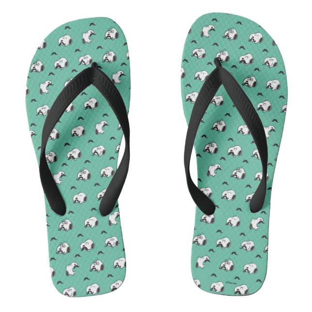 Snoopy Moustaches & Teal Pattern Jandals (Footbed)