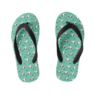 Snoopy Moustaches & Teal Pattern Kid's Jandals