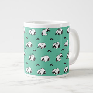 Snoopy Moustaches & Teal Pattern Large Coffee Mug