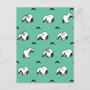 Snoopy Moustaches & Teal Pattern Postcard