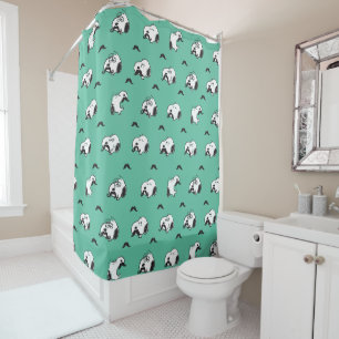 Snoopy Moustaches & Teal Pattern Shower Curtain