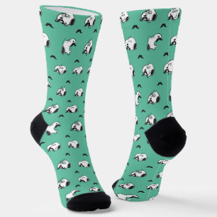 Snoopy Moustaches & Teal Pattern Socks
