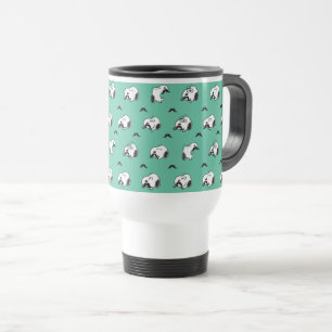 Snoopy Moustaches & Teal Pattern Travel Mug