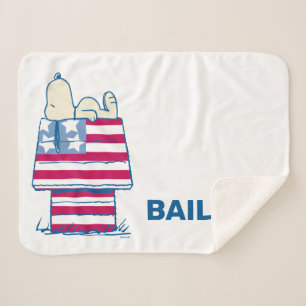 Snoopy on 4th of July Dog House Sherpa Blanket