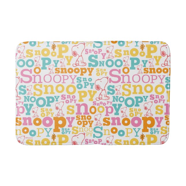 Snoopy Pastel Text Pattern Bath Mat (Front)