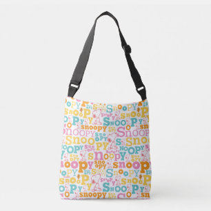 Snoopy Pastel Text Pattern Crossbody Bag