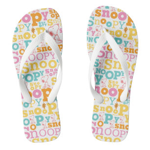 Snoopy Pastel Text Pattern Jandals