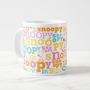 Snoopy Pastel Text Pattern Large Coffee Mug