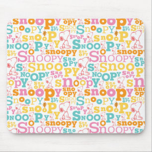 Snoopy Pastel Text Pattern Mouse Pad