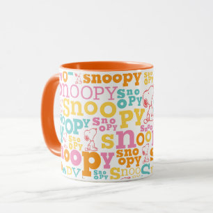 Snoopy Pastel Text Pattern Mug