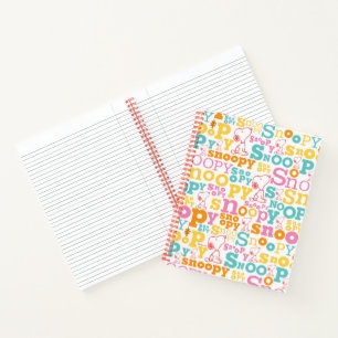 Snoopy Pastel Text Pattern Notebook