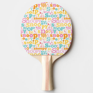 Snoopy Pastel Text Pattern Ping Pong Paddle