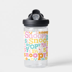 Snoopy Pastel Text Pattern Water Bottle