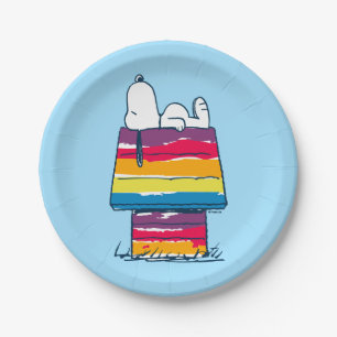 Snoopy   Rainbow Dog House Paper Plate