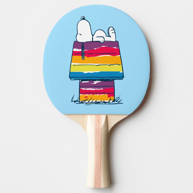 Snoopy | Rainbow Dog House Ping Pong Paddle (Front)