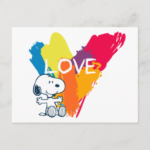 Snoopy   Rainbow Love Heart Postcard