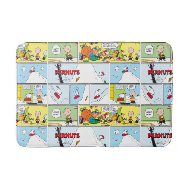 Snoopy Sled Riding Food Dish Bath Mat (Front)
