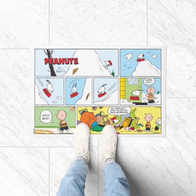 Snoopy Sled Riding Food Dish Doormat (Indoor)