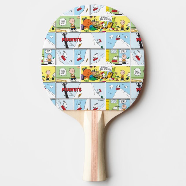 Snoopy Sled Riding Food Dish Ping Pong Paddle (Front)