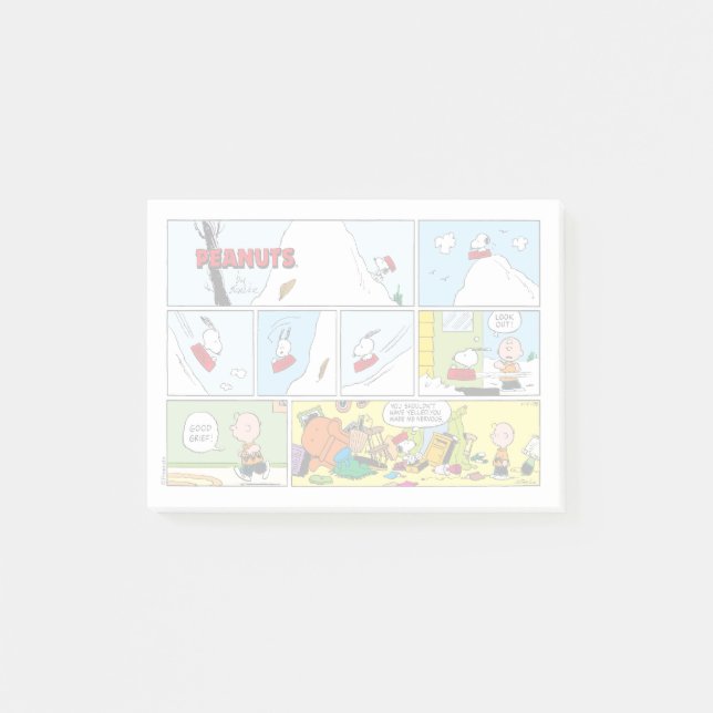 Snoopy Sled Riding Food Dish Post-it Notes (Front)